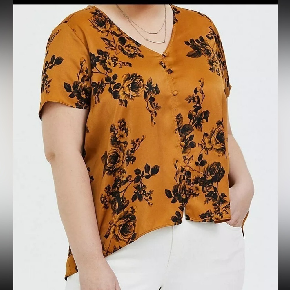 Torrid Silky Fall Marigold Floral Button Midi Top Size Torrid 00 or Medium/Large